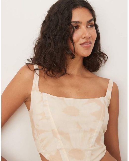 NARRATED Blue Square Neck Corset Top