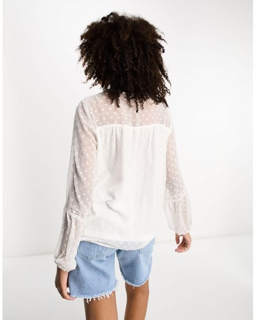 Vila White Dobby Sleeve Blouse