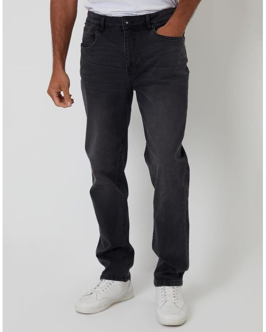 Threadbare Black Straight Fit Jeans With Stretch for men