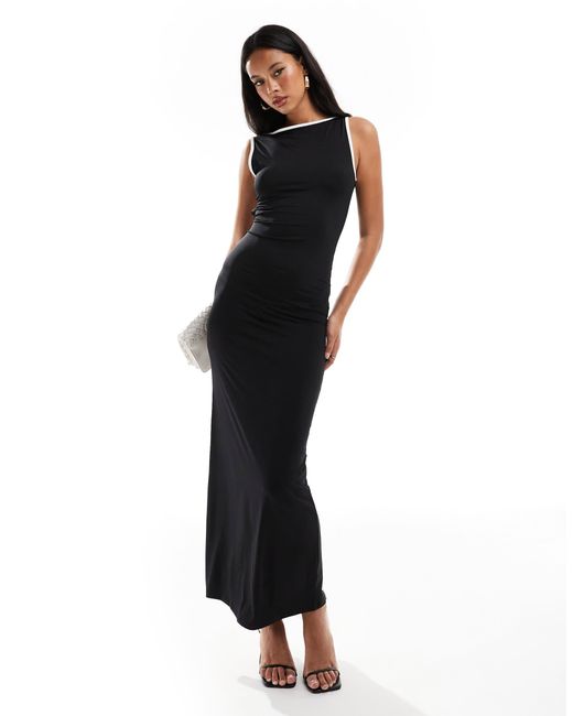 ASOS Black Contrast Binding Maxi Dress With Cut Out