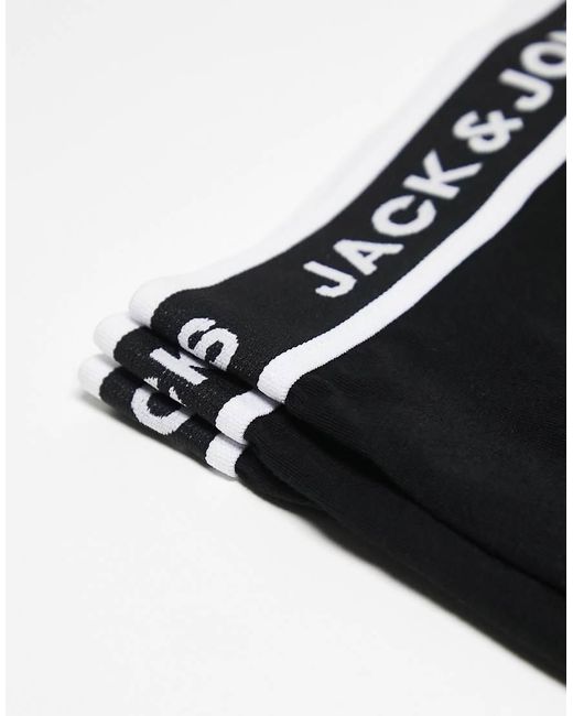 Jack & Jones Black 3 Pack Long Trunks for men