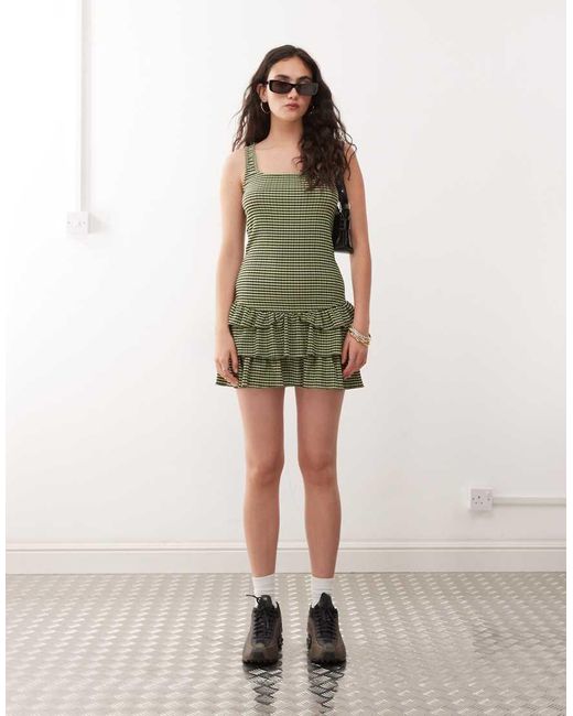 Collusion Natural Gingham Mini Dress