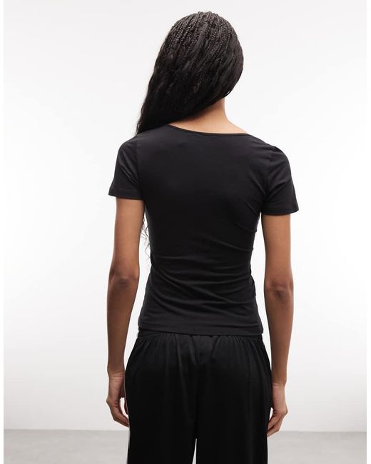 Monki Black V-neck T-shirt