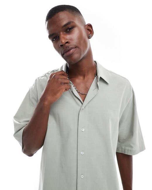 Camisa Extragrande Con Media Manga Y Estampado Trasero De ASOS de hombre de color Gray