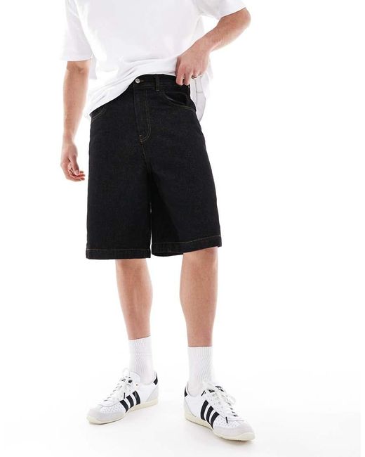 ASOS Black Long Length Denim Jorts for men