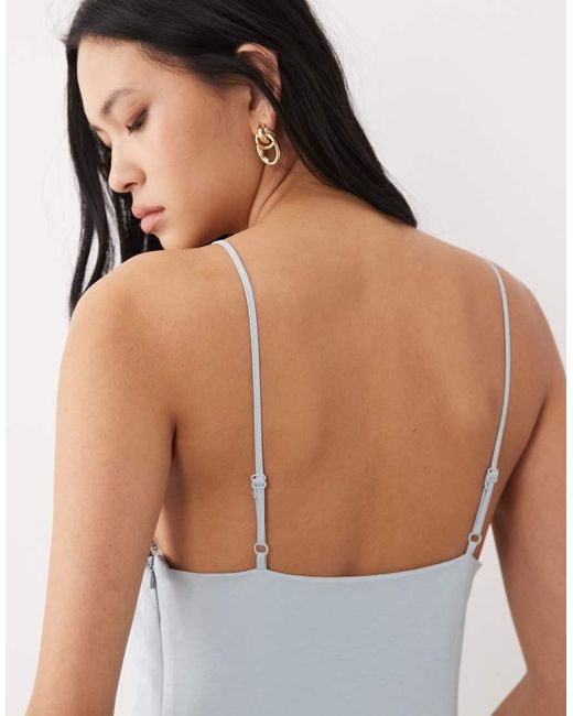 ASOS Blue Asos Design Tall Cami Scoop Neck Drop Waist Maxi Dress