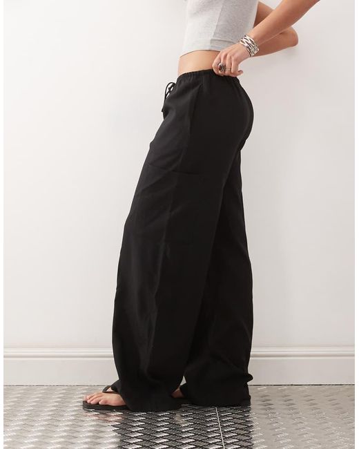 Weekday Black Adisa Wide Leg Cargo Trousers