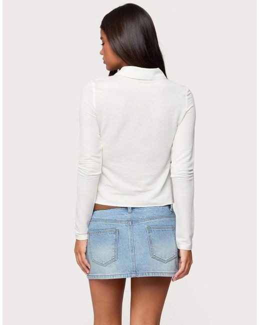 Edikted White Pennie Iridescent Button Up Shirt