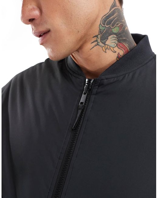 Threadbare Black Showerproof Bomber Jacket for men