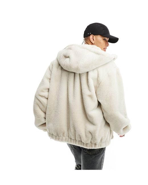 Bershka White Faux Fur Jacket for men