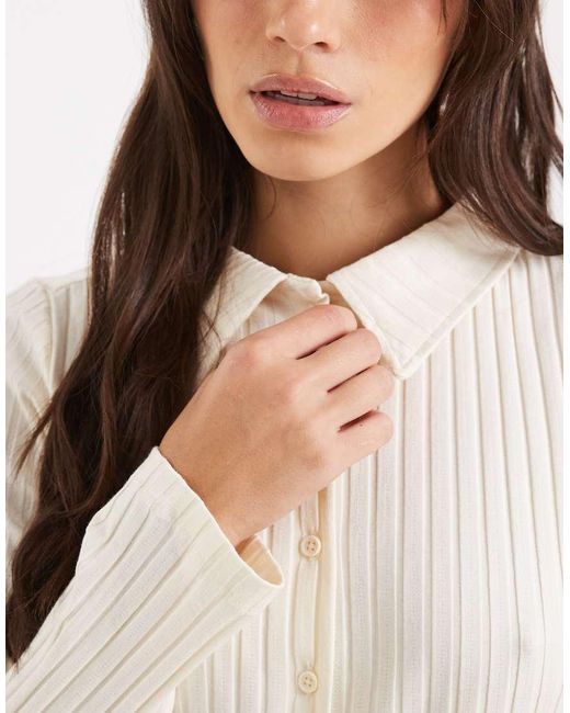 Miss Selfridge White Rib Collar Detail Shirt