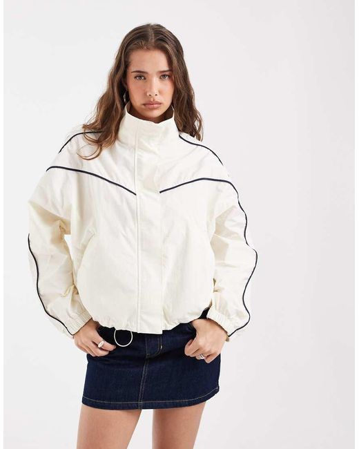 ASOS Natural Techy Funnel Neck Windbreaker Jacket