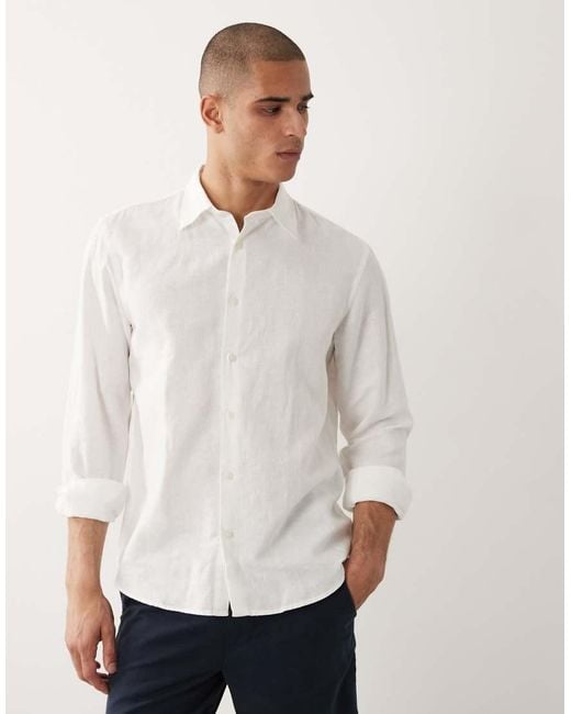 SELECTED Natural Linen Blend Long Sleeved Shirt for men