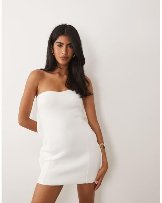 ASOS White Structured Bandeau Mini Dress With Bubble Back Detail