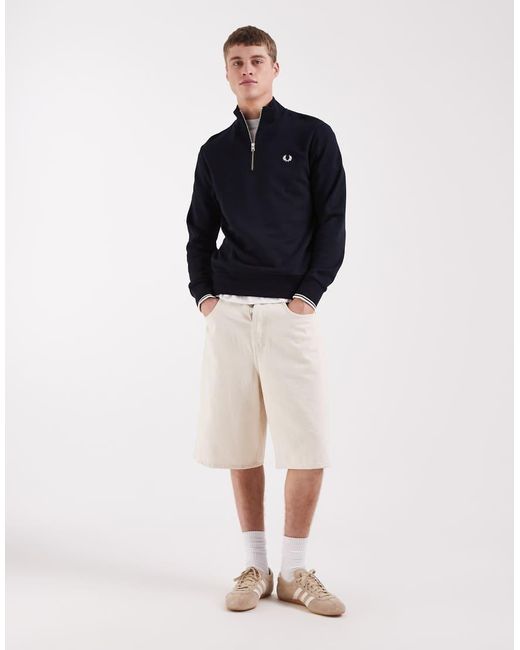 Fred Perry Blue Half Zip Sweatshirt for men