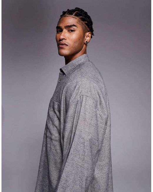 ASOS Gray Volume Oversized Shirt for men