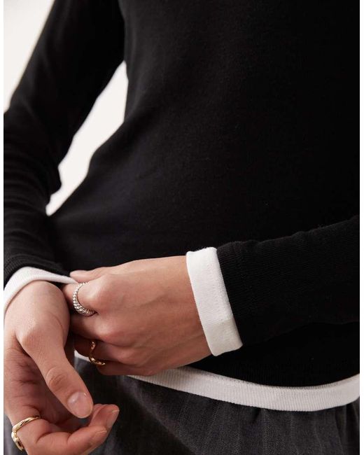 JJXX Black Double Layer Long Sleeve Tee