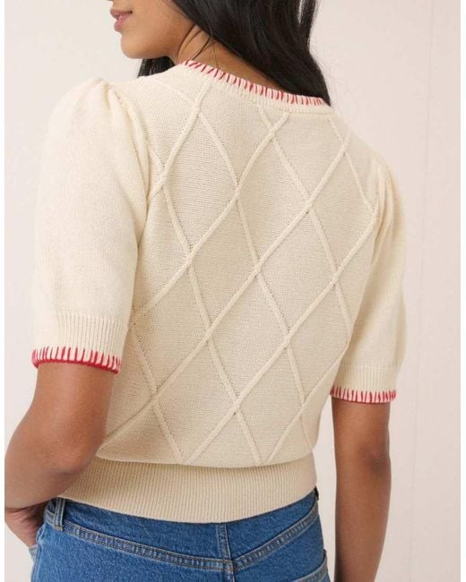 Nobody's Child Natural Strawberry Embroidered Knitted T-Shirt