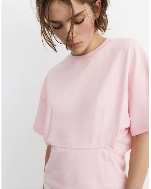 Pull&Bear Pink Boxy Panel T-shirt