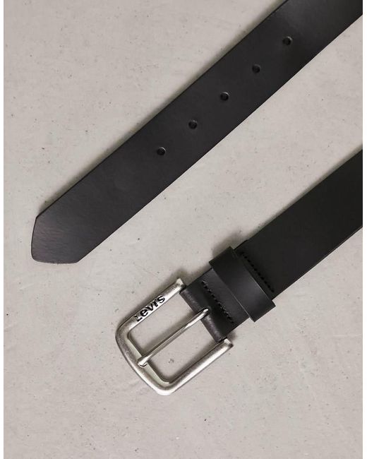 Levi's Black Seine Leather Logo Buckle Belt for men