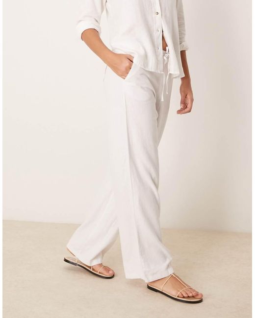 Jdy Natural Wide Leg Tie Waist Linen Mix Trousers Co-ord