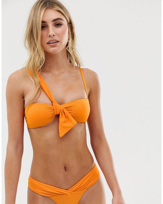 orange one shoulder bikini