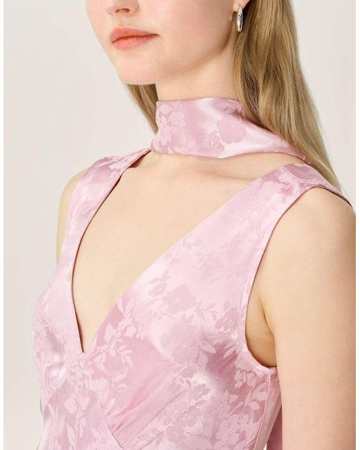 OMNES Pink Accessories Scarlett Floral Jacquard Occassion Neck Scarf