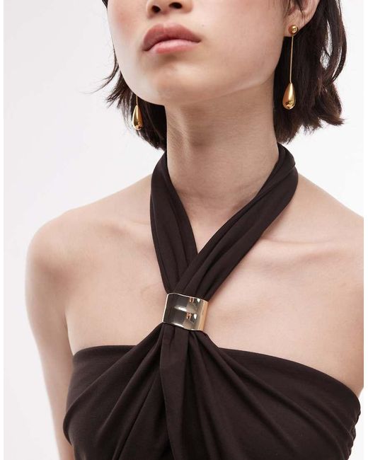 & Other Stories Jersey Maxi Jurk Met Halternek Met Metallic Gesp in het White
