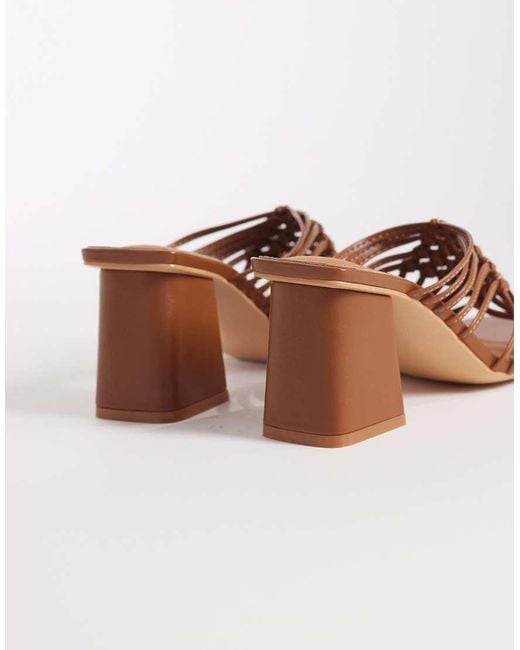 Public Desire Brown Woven Block Heeled Sandals