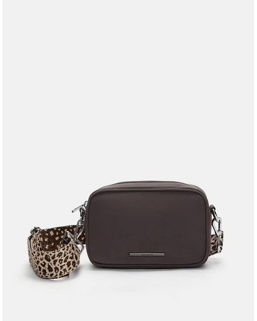 Pull&Bear Gray Leopard Strap Crossbody Bag
