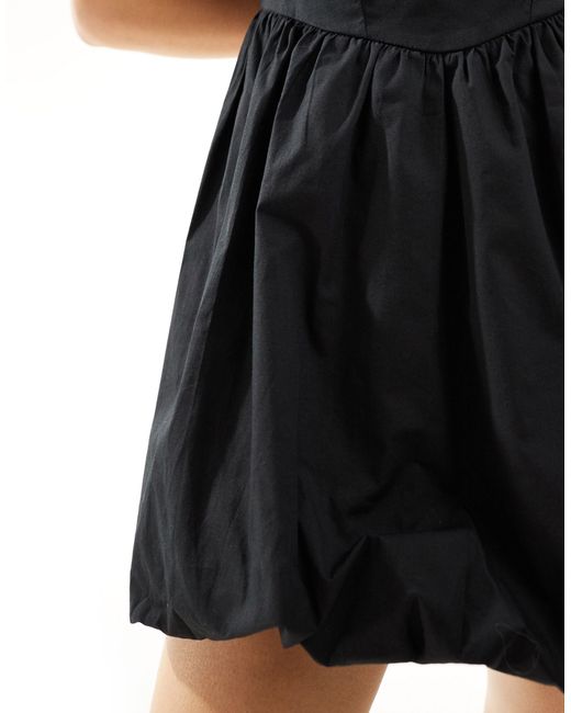 Motel Black Micala Puffball Mini Cami Dress