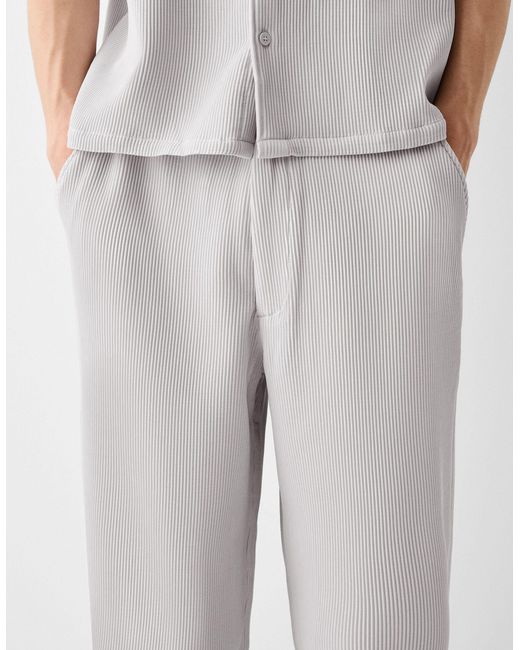 Pantaloni plissé grigi di Bershka in Gray da Uomo