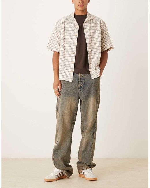 Brave Soul Natural Wide Leg Seam Detail Denim Jeans for men