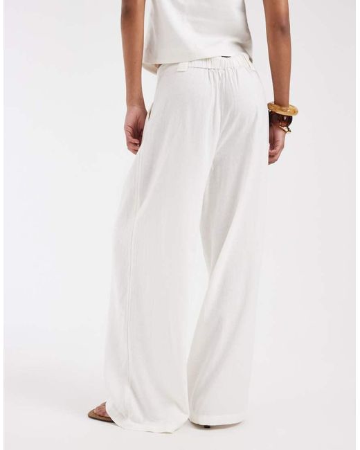 ONLY White Linen Blend Tailored Wide Leg Trousers Co-Ord