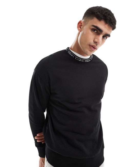 Calvin Klein Black Running Logo Comfort Sweatshirt for men