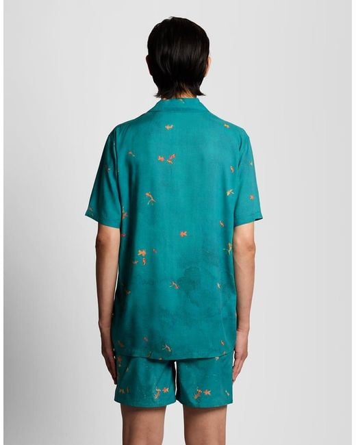 Lyle & Scott Blue Ss Woven Shirts Goldfish Resort Shirt for men