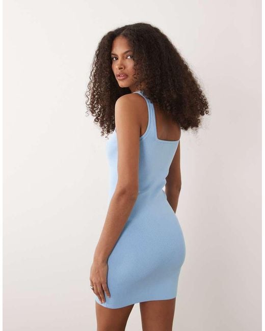 ASOS Blue Knitted Square Neck Mini Dress