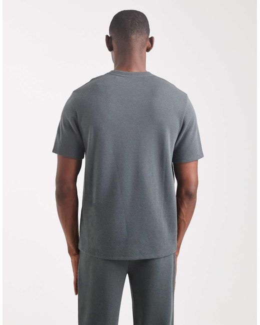 Boss Gray Co-Ord Waffle Lounge T-Shirt for men