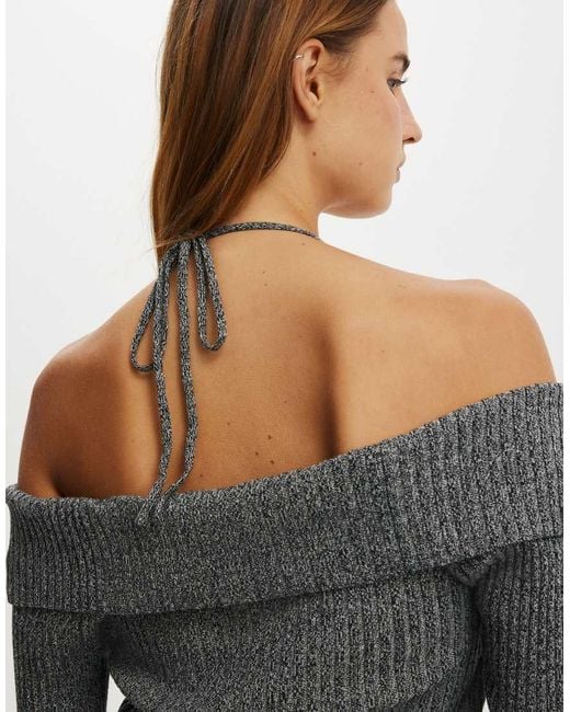 Cotton On Blue Button Down Off Shoulder Knit