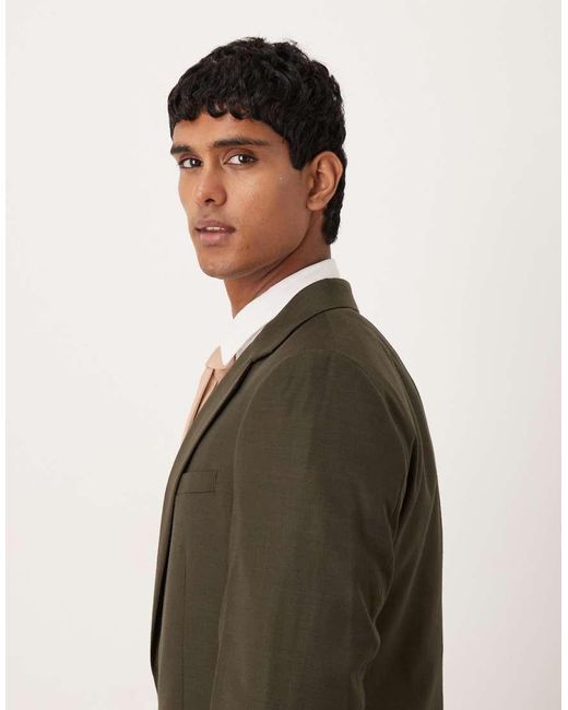 Chaqueta De Traje Verde Jaspeado De Corte Slim De Tejido Texturizado De ASOS de hombre de color Green