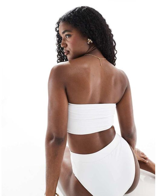 Threadbare Bandeau-Bikiniset Met Broekje Met Hoge Taille in het Brown