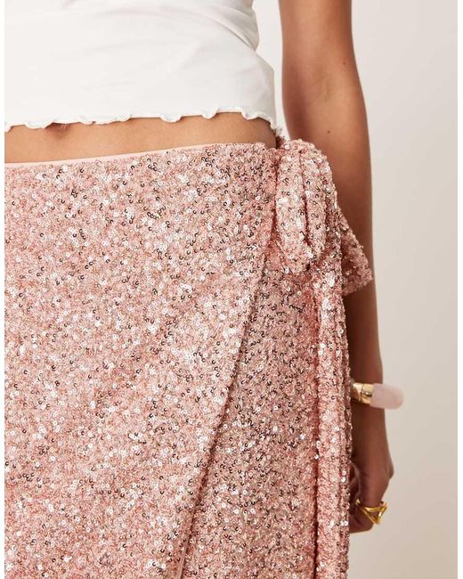 Maya Pink Embellished Wrap Midi Skirt