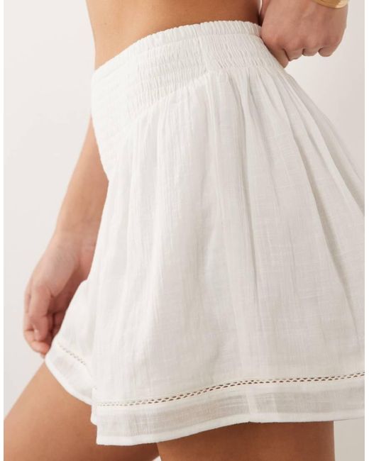 ASOS White Calypso Beach Short With Lace Trim