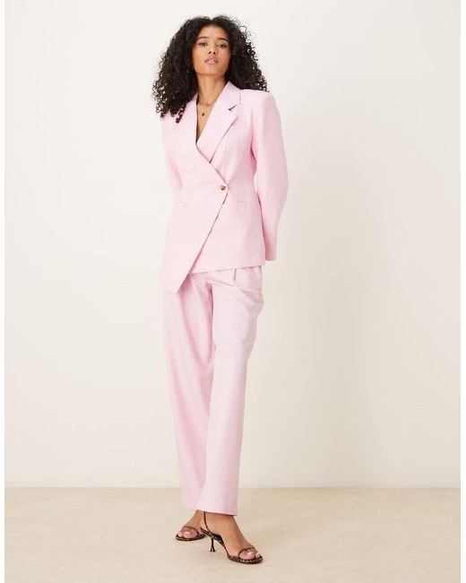 ASOS Pink Tailored Nipped Waist Blazer With Cutaway Hem