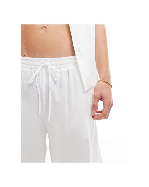 South Beach – shorts aus leinenmischung in White für Herren
