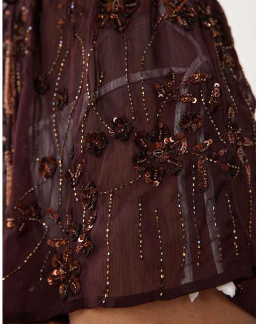 Miss Selfridge Brown Beach Premium Embellished Shorts