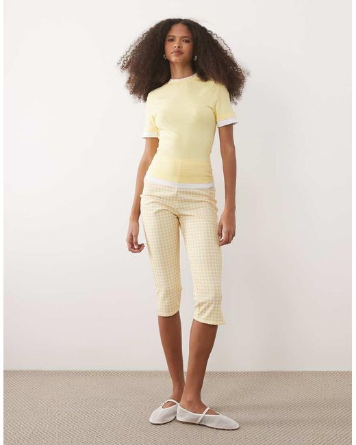 ASOS Yellow Short Sleeve Double Layer Top