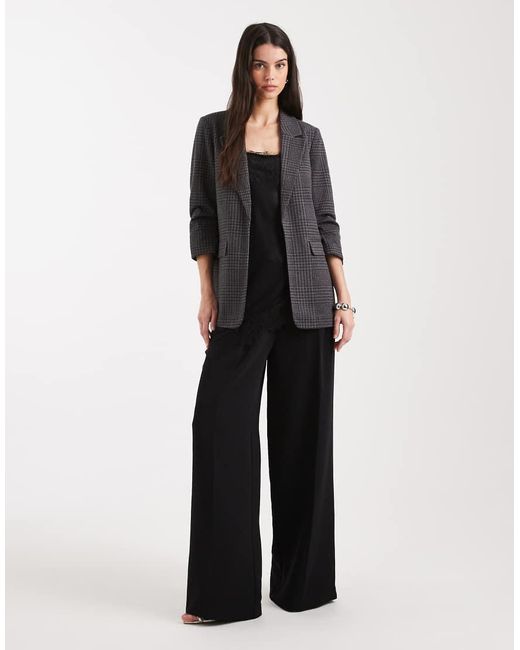 Vero Moda Black Oversized Texture Ruched Sleeve Blazer