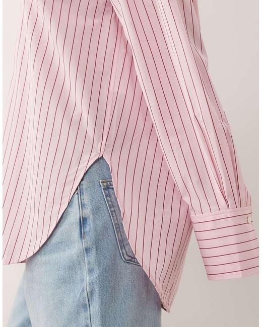 ARKET Pink Pure Cotton Pinstripe Shirt