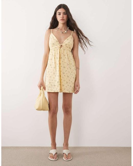 Abercrombie & Fitch Natural Strappy Flowy Mini Skort Dress With Built